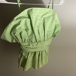 zara green top